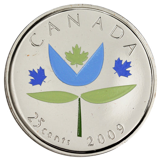 2009 Coloured Thank You Canada 25-cents Proof Like
