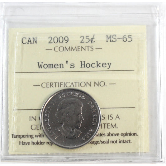2009 Women's Hockey Canada 25-cents ICCS Certified MS65