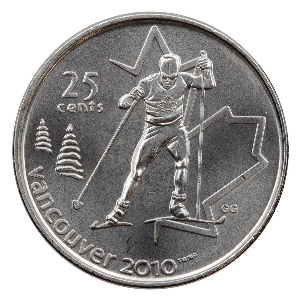 2009 Cross Country Skiing Canada 25-cents Brilliant Uncirculated MS-63