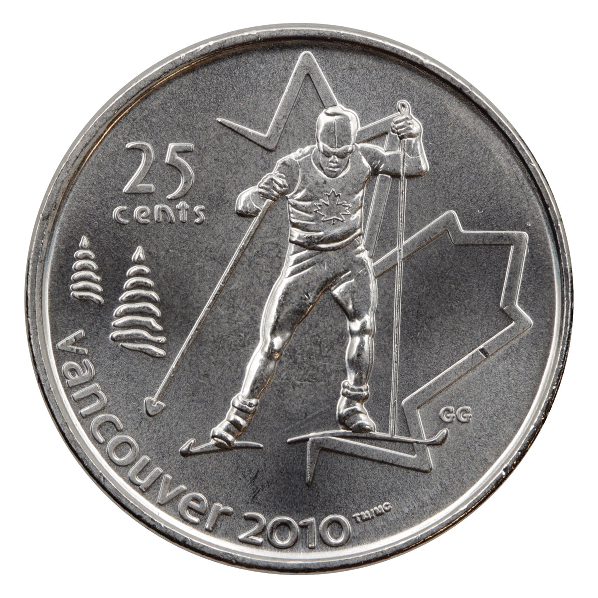 2009 Cross Country Skiing Canada 25-cents Brilliant Uncirculated MS-63