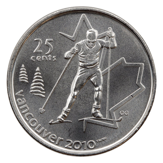 2009 Cross Country Skiing Canada 25-cents Brilliant Uncirculated MS-63