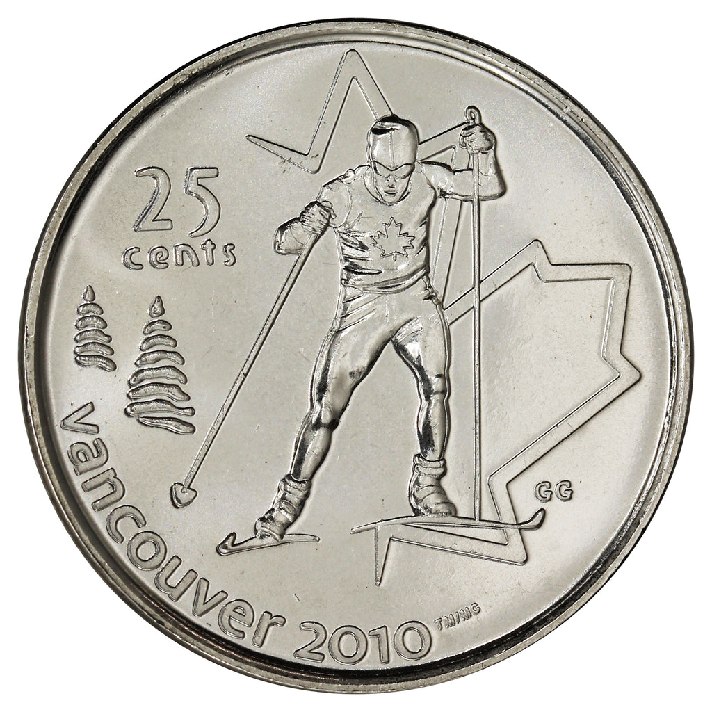 2009 Cross Country Skiing Canada 25-cents Brilliant Uncirculated MS63