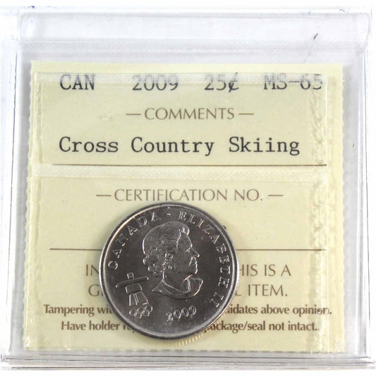2009 Cross Country Skiing Canada 25-cents ICCS Certified MS-65