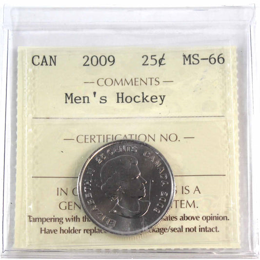 2009 Men's Hockey Canada 25-cents ICCS Certified MS66