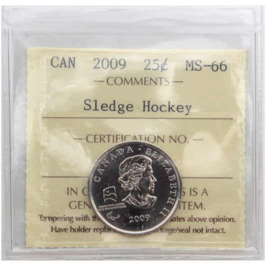 2009 Sledge Hockey Canada 25-cents ICCS Certified MS66