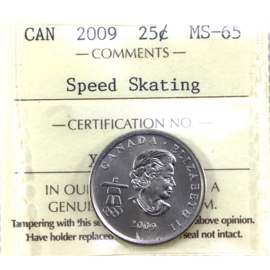 2009 Speed Skating Canada 25-cents ICCS Certified MS65