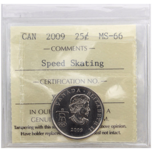 2009 Speed Skating Canada 25-cents ICCS Certified MS66