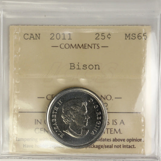 2011 Bison Canada 25-cents ICCS Certified MS65