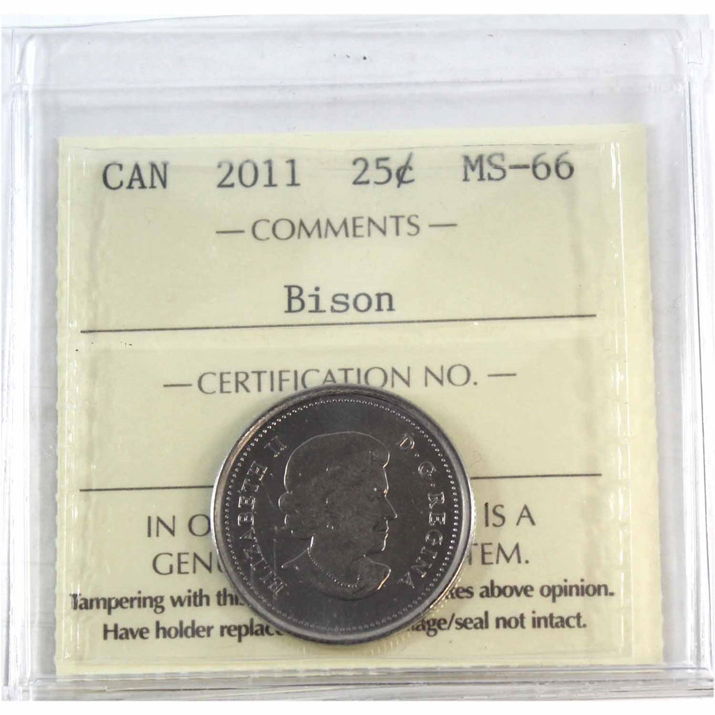 2011 Bison Canada 25-cents ICCS Certified MS66