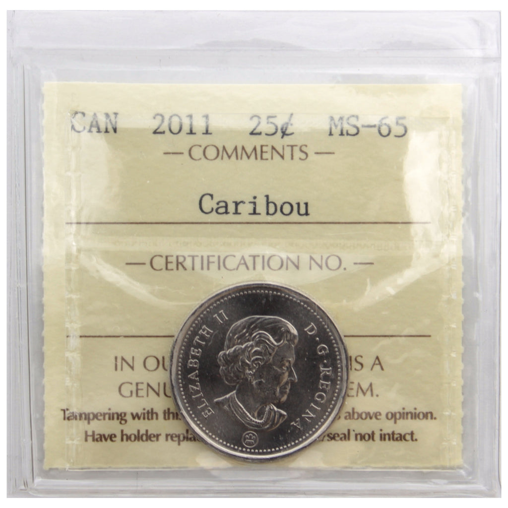 2011 Caribou Canada 25-cents ICCS Certified MS65