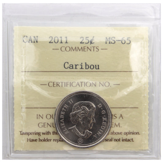 2011 Caribou Canada 25-cents ICCS Certified MS65