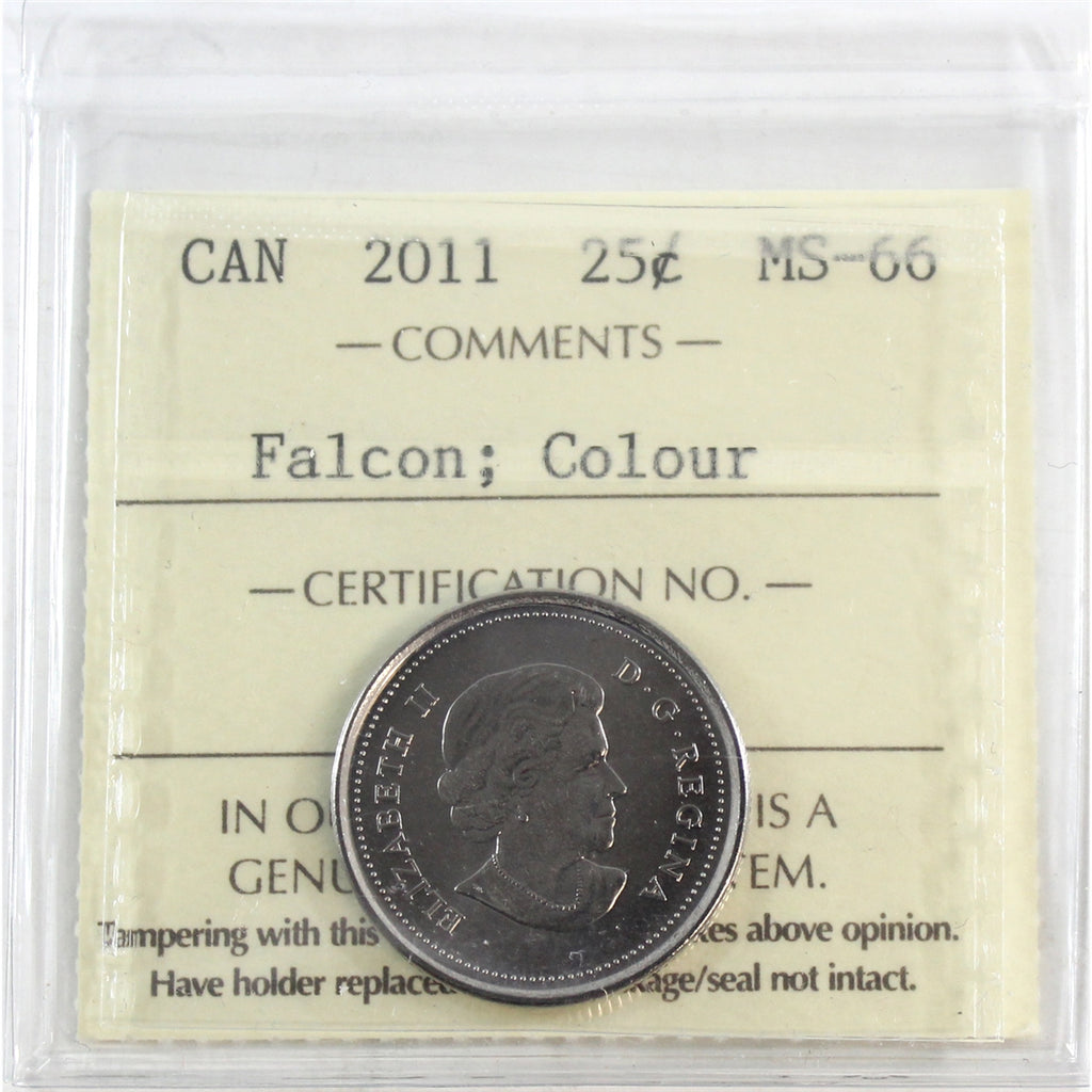 2011 Falcon Coloured Canada 25-cents ICCS Certified MS66