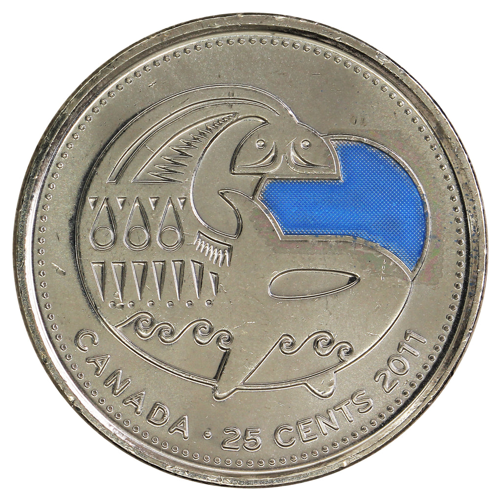 2011 Coloured Orca Whale Canada 25-cents Brilliant Uncirculated (MS63)