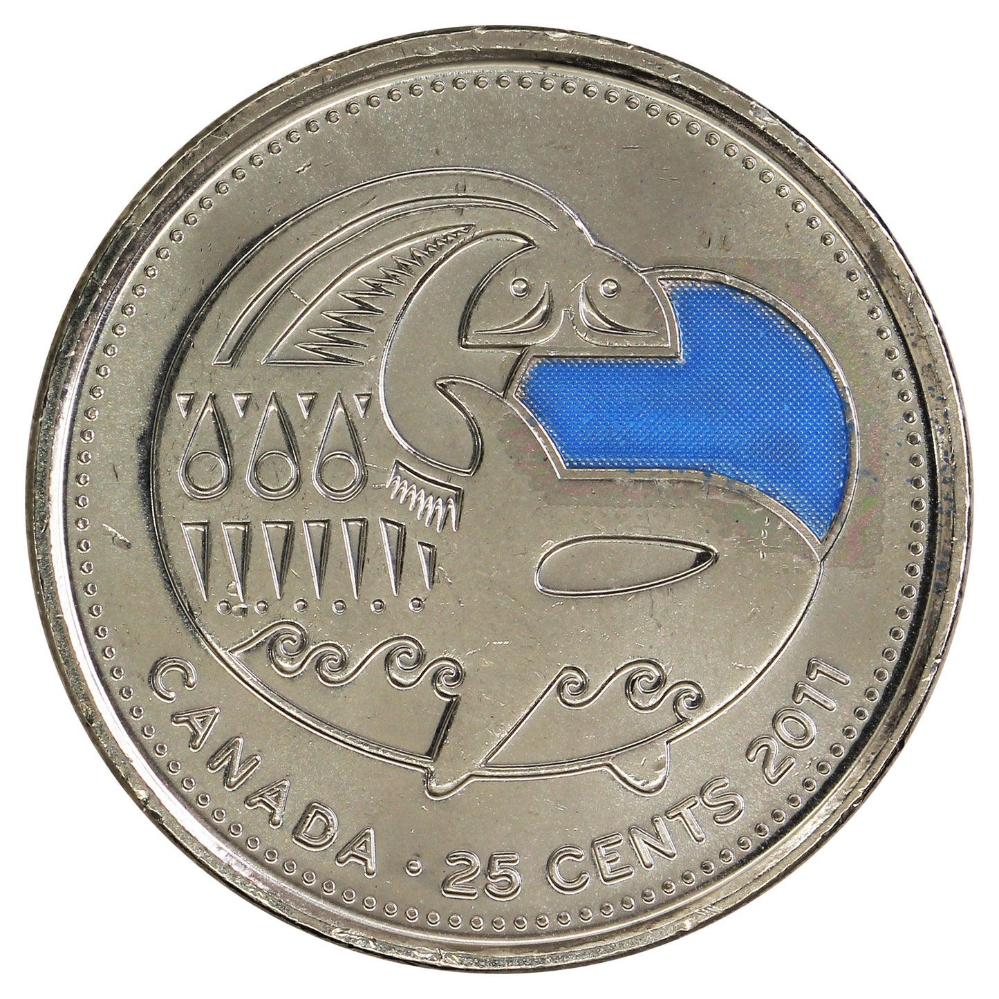 2011 Coloured Orca Whale Canada 25-cents Brilliant Uncirculated (MS63)