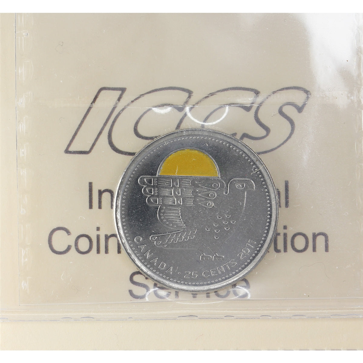 2011 Coloured Falcon Canada 25-cents ICCS Certified MS64