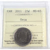 2011 Orca Canada 25-cents ICCS Certified MS65