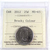 2012 Brock Coloured Canada 25-cents ICCS Certified MS65
