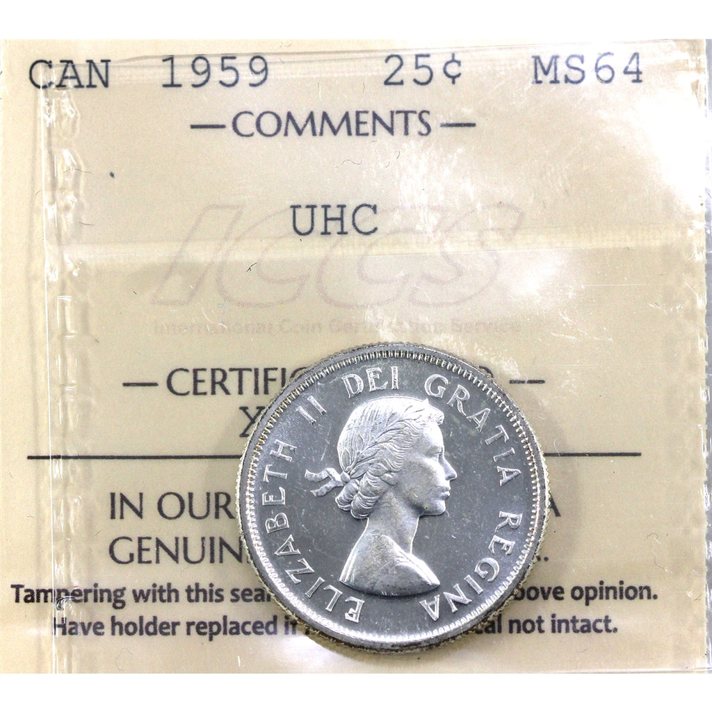 1959 Canada 25-cents ICCS Certified MS64 Ultra Heavy Cameo
