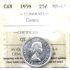 1959 Canada 25-cents ICCS Certified MS64 Cameo