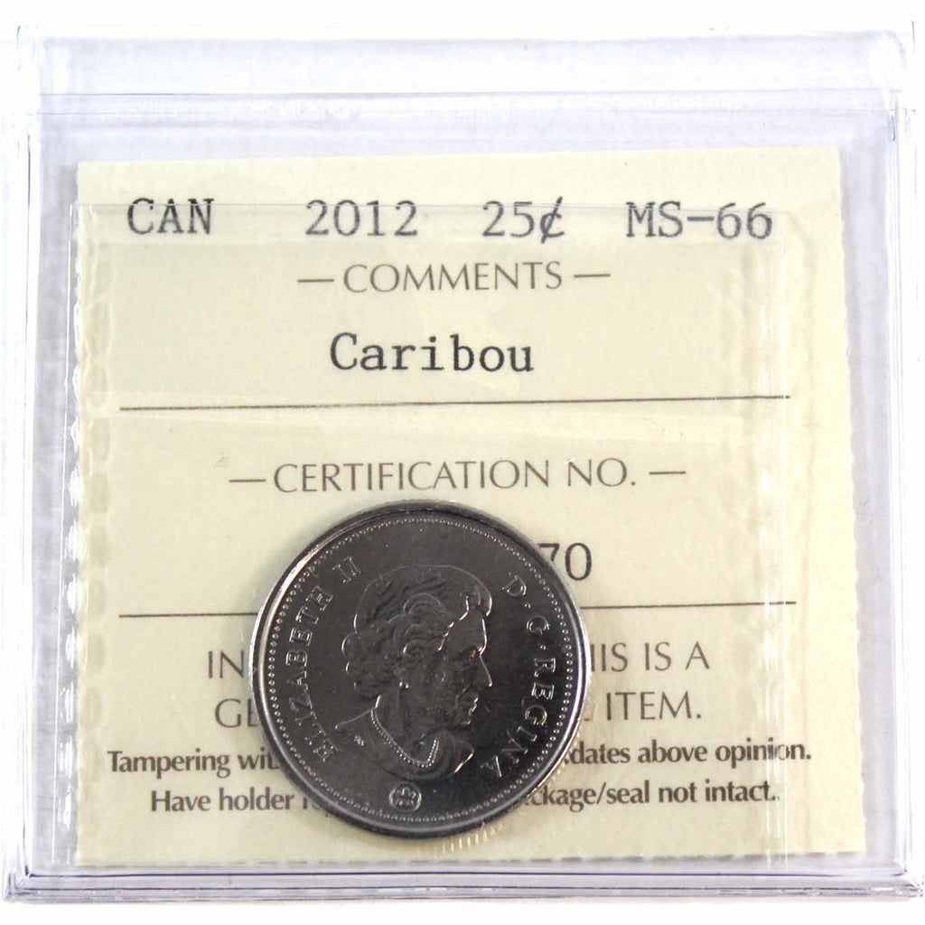 2012 Caribou Canada 25-cents ICCS Certified MS66