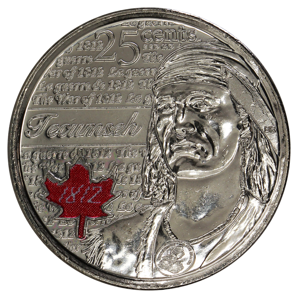 2012 Coloured Tecumseh Canada 25-cents Brilliant Uncirculated (MS63)