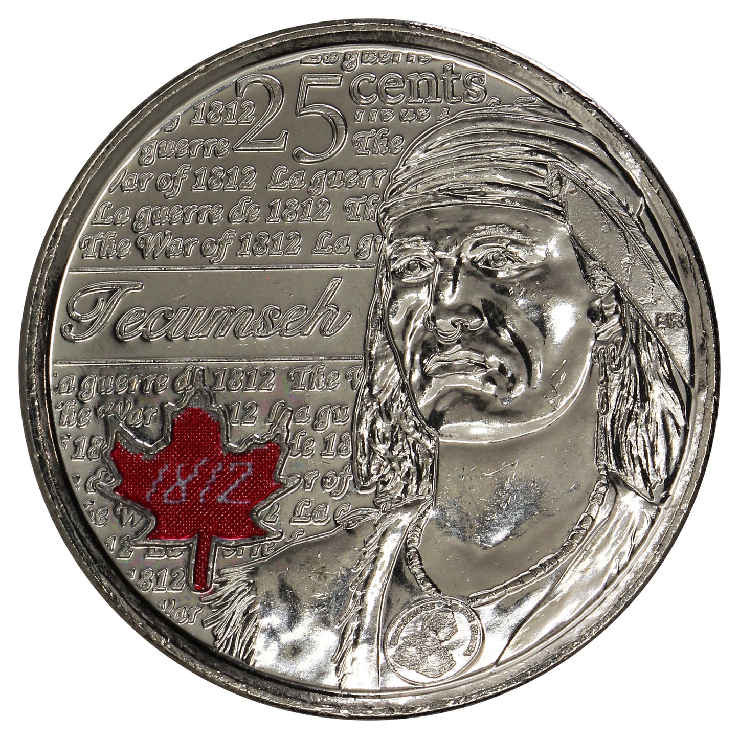 2012 Coloured Tecumseh Canada 25-cents Brilliant Uncirculated (MS63)