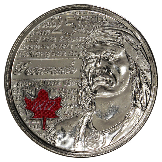 2012 Coloured Tecumseh Canada 25-cents Brilliant Uncirculated (MS63)