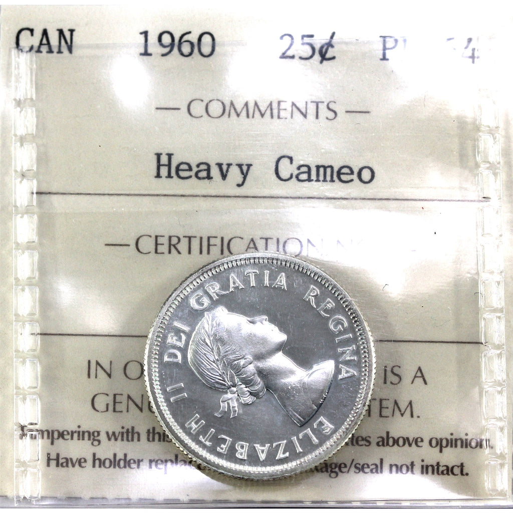 1960 Canada 25-cents ICCS Certified PL-64 Heavy Cameo