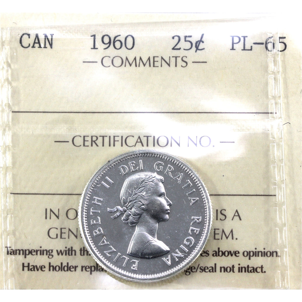 1960 Canada 25-cents ICCS Certified PL65