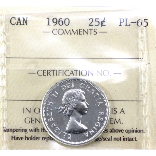 1960 Canada 25-cents ICCS Certified PL65