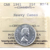 1961 Canada 25-cents ICCS Certified MS64 Heavy Cameo