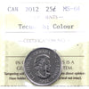 2012 Tecumseh Coloured Canada 25-cents ICCS Certified MS64