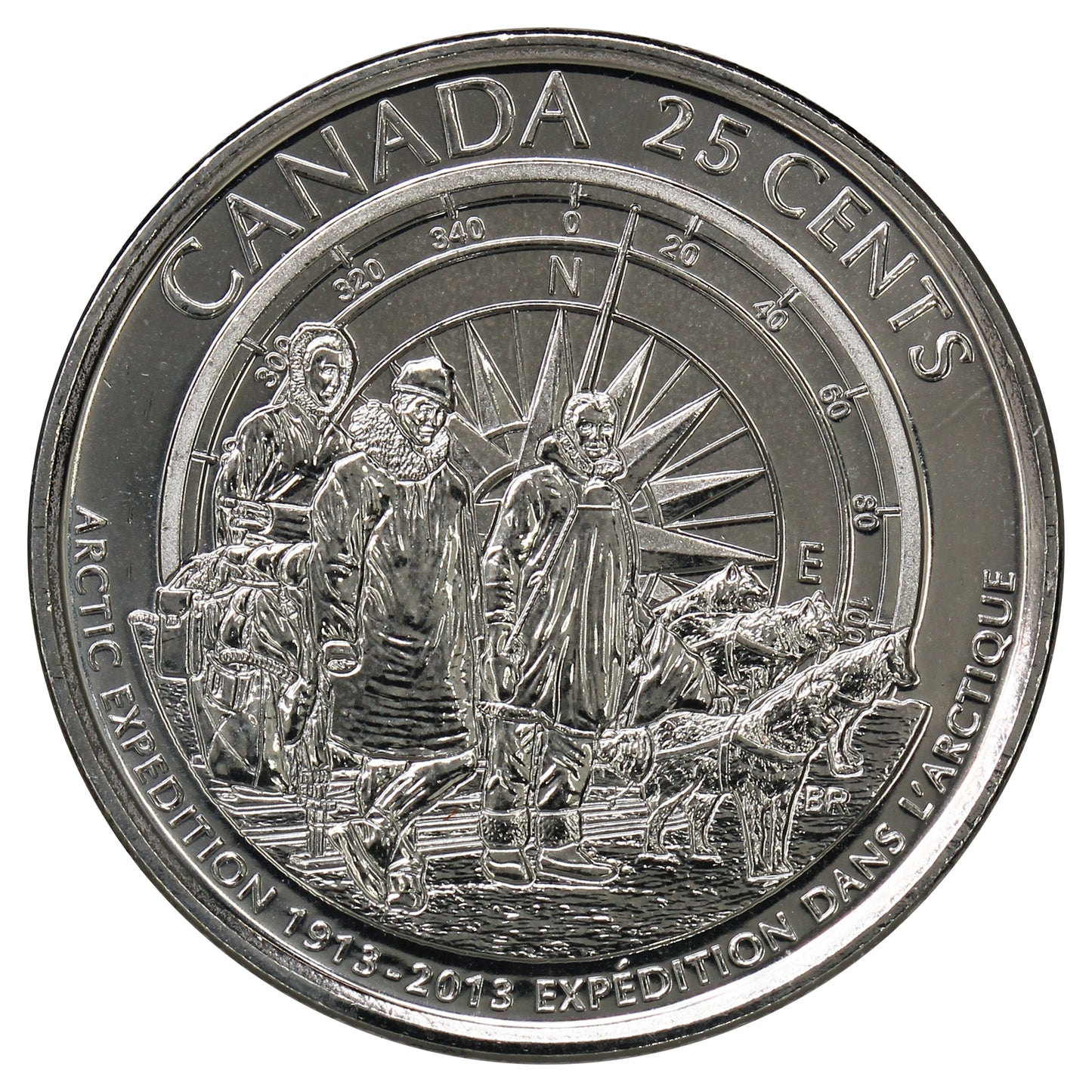 2013 Arctic Expedition (Non-Frosted) Canada 25-cents Brilliant Uncirculated (MS63)