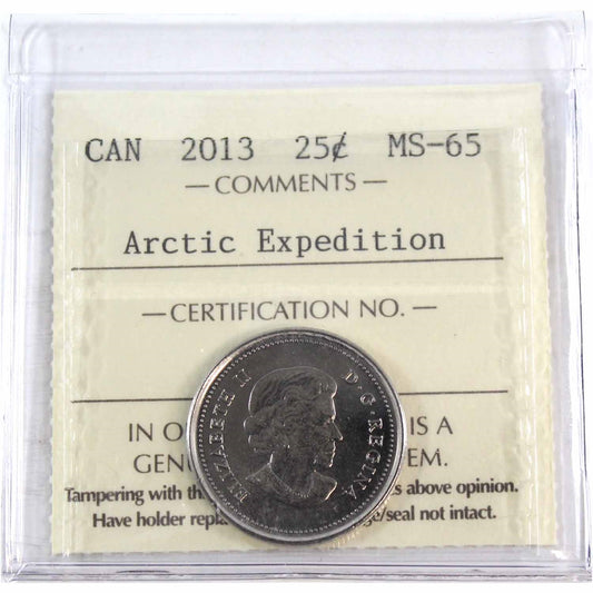 2013 Arctic Expedition Canada 25-cents ICCS Certified MS65