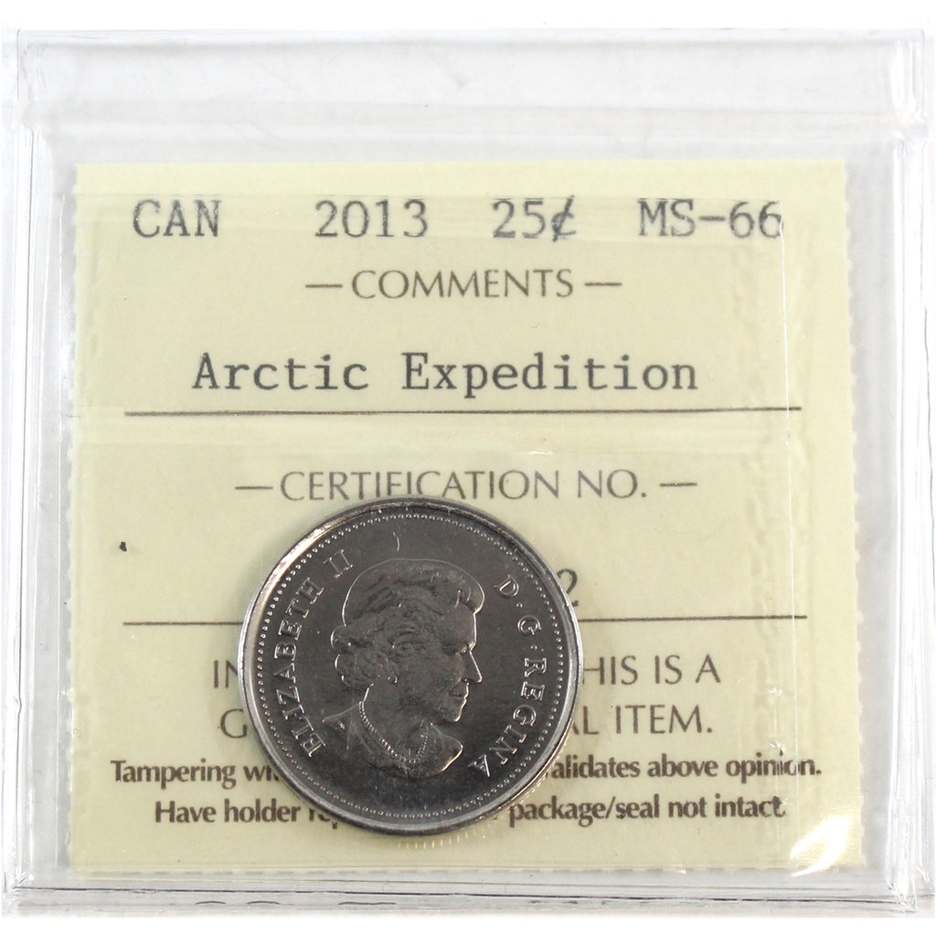2013 Arctic Expedition Canada 25-cents ICCS Certified MS66