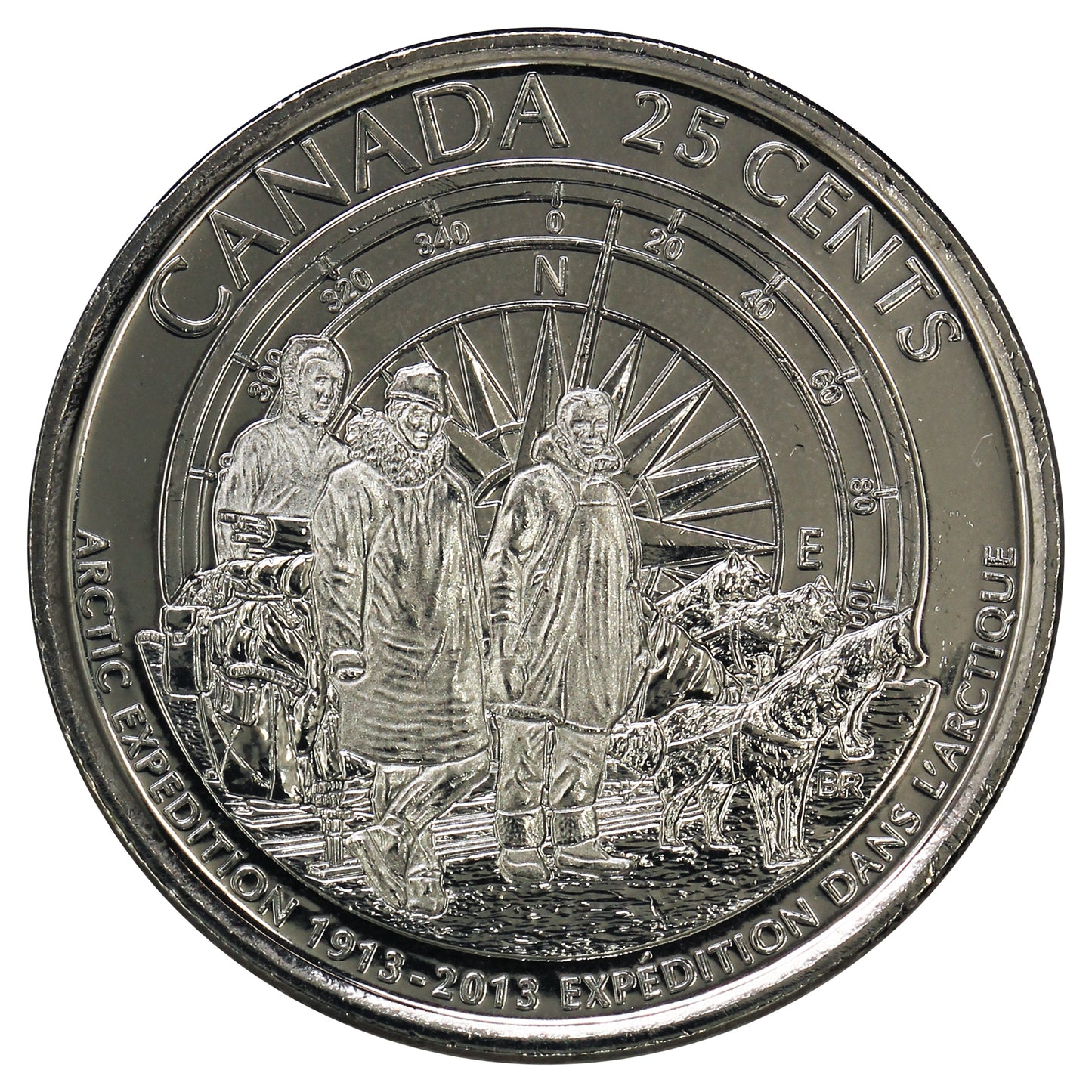 2013 Arctic Expedition (Frosted) Canada 25-cents Brilliant UNC. (MS63)