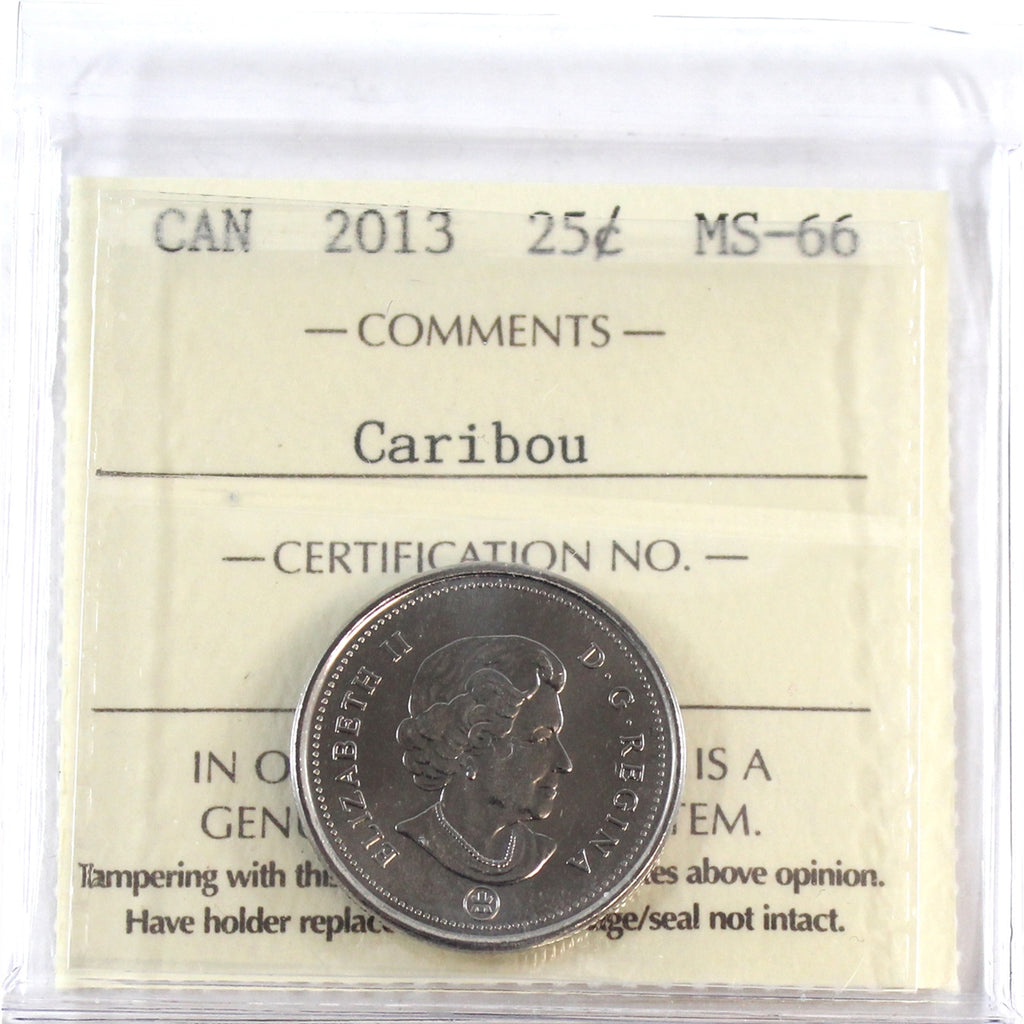 2013 Caribou Canada 25-cents ICCS Certified MS66