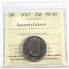 2013 Secord Coloured Canada 25-cents ICCS Certified MS65
