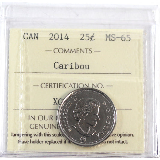 2014 Caribou Canada 25-cents ICCS Certified MS65