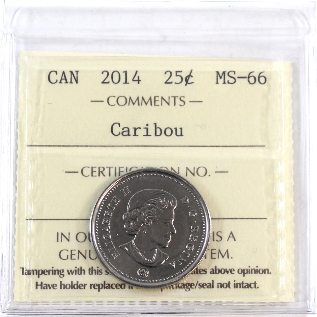 2014 Caribou Canada 25-cents ICCS Certified MS66