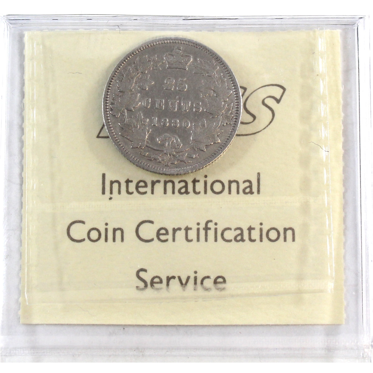 1880H Narrow O Canada 25-cents ICCS Certified VG8