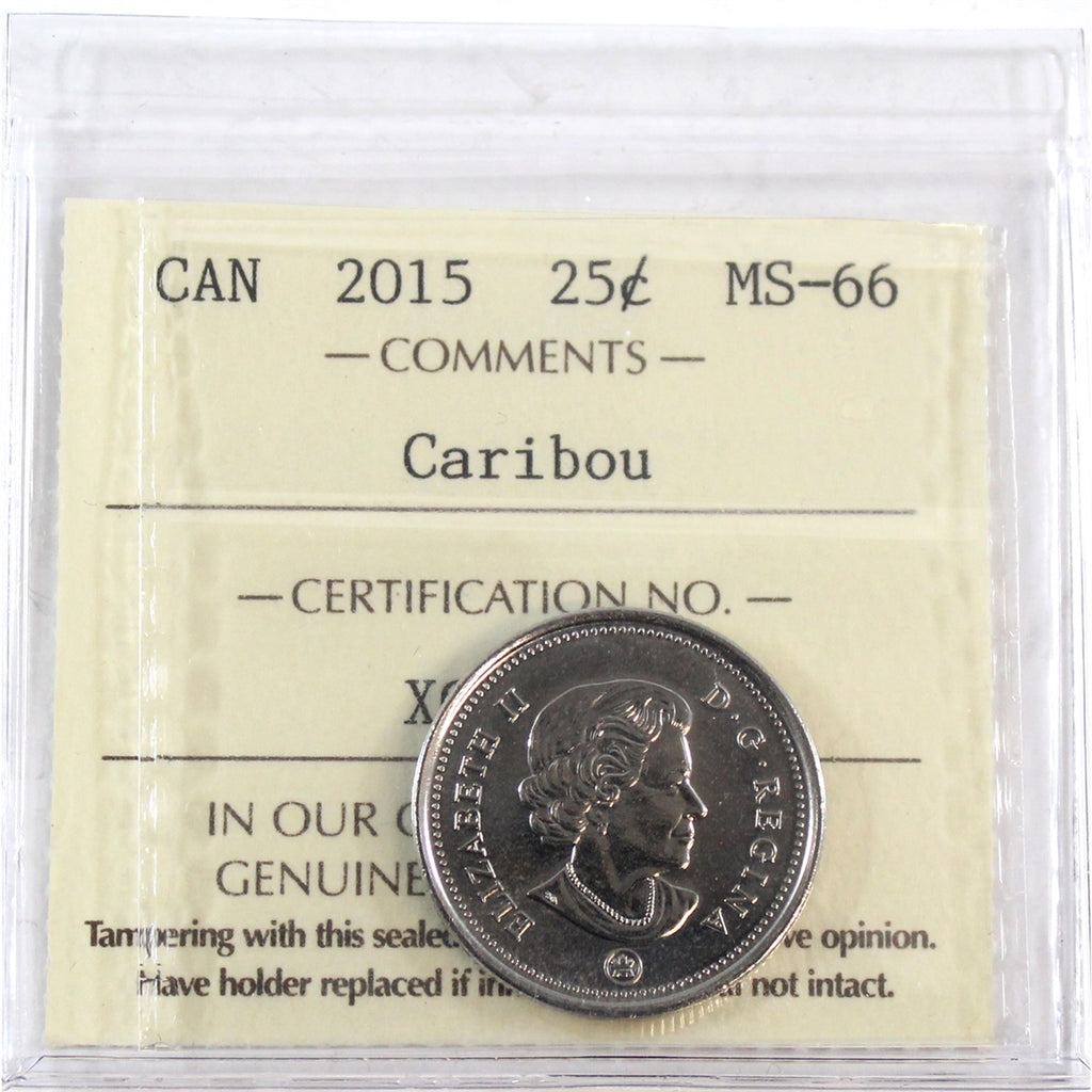 2015 Caribou Canada 25-cents ICCS Certified MS66