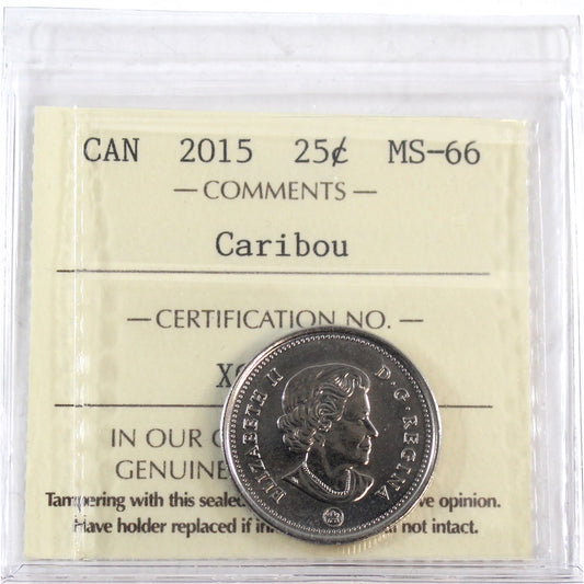 2015 Caribou Canada 25-cents ICCS Certified MS66