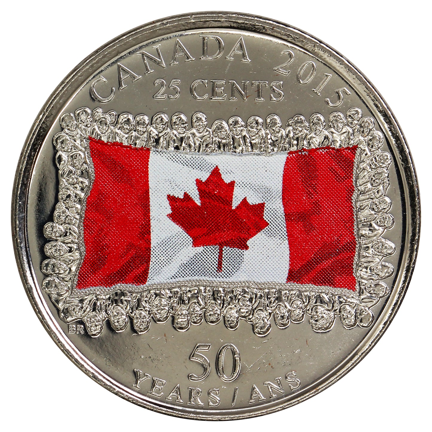 2015 Coloured Flag Canada 25-cents Brilliant Uncirculated (MS63)