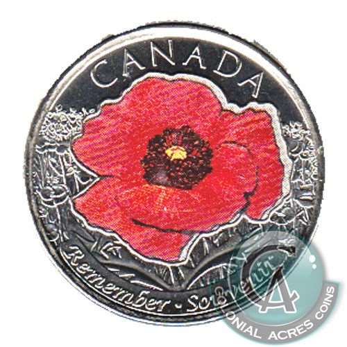 2015 Coloured Poppy Canada 25-cents Brilliant Uncirculated (MS63)