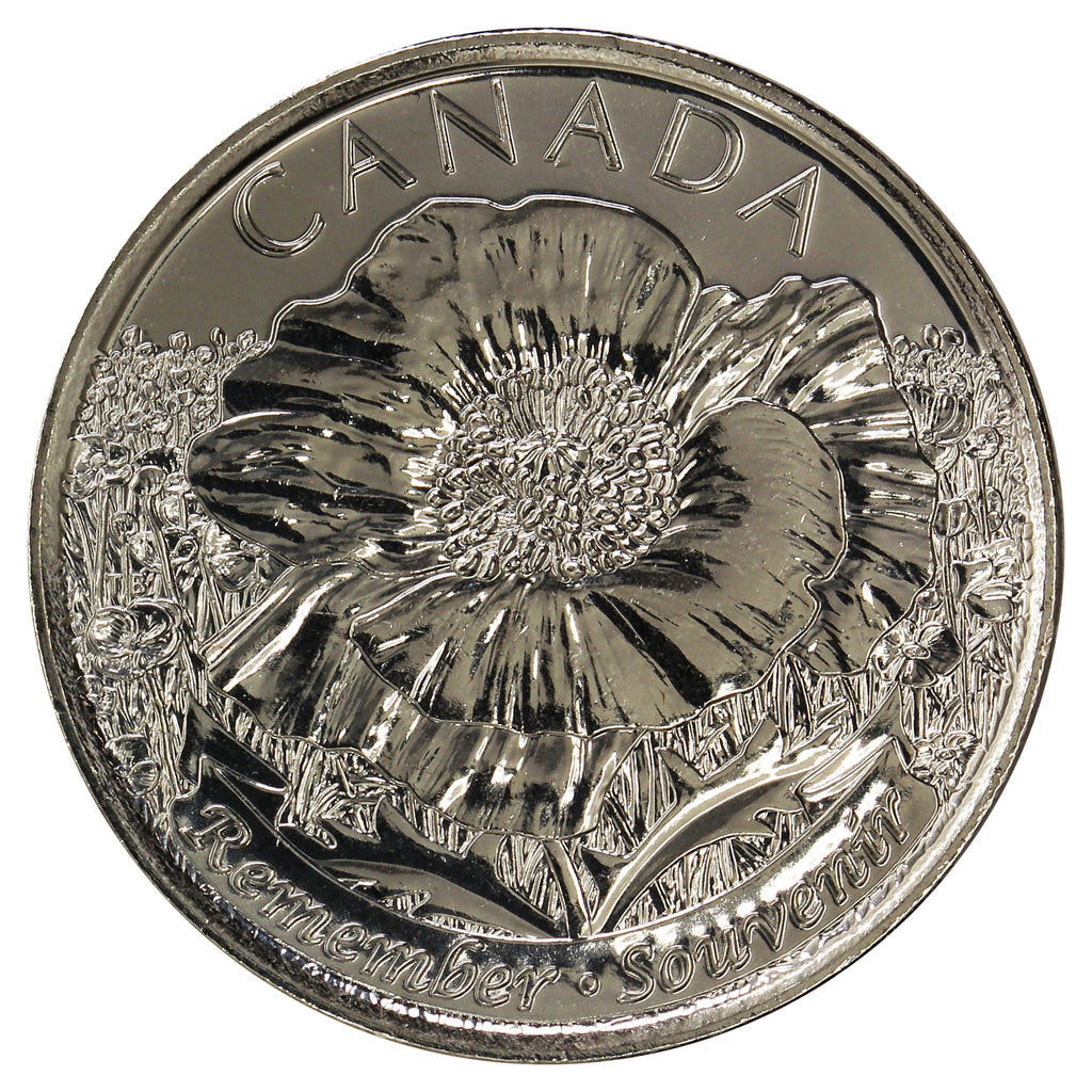 2015 Poppy (Non-Coloured) Canada 25-cents Brilliant Uncirculated MS63
