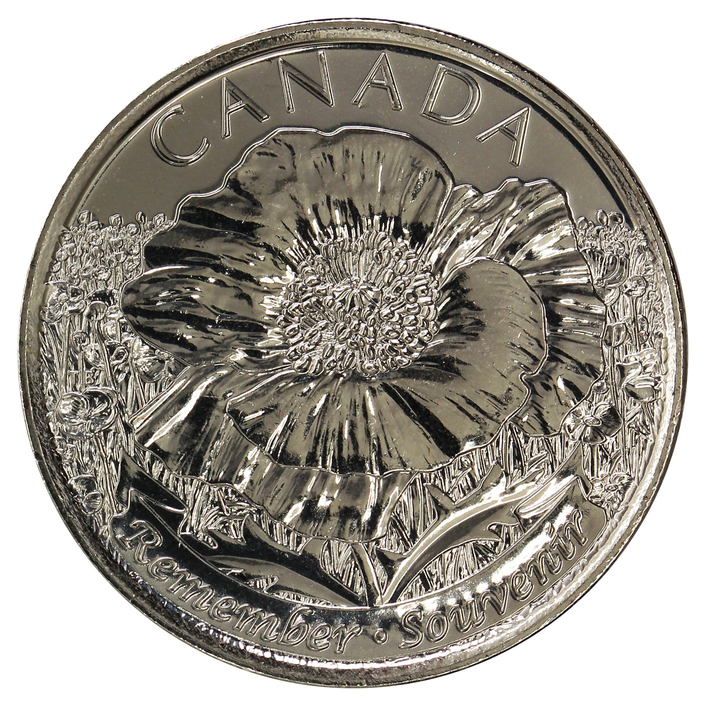 2015 Poppy (Non-Coloured) Canada 25-cents Brilliant Uncirculated MS63