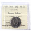 2015 Poppy Coloured Canada 25-cents ICCS Certified MS66