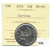 2016 Caribou Canada 25-cents ICCS Certified MS65