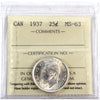 1937 Canada 25-cents ICCS Certified MS63